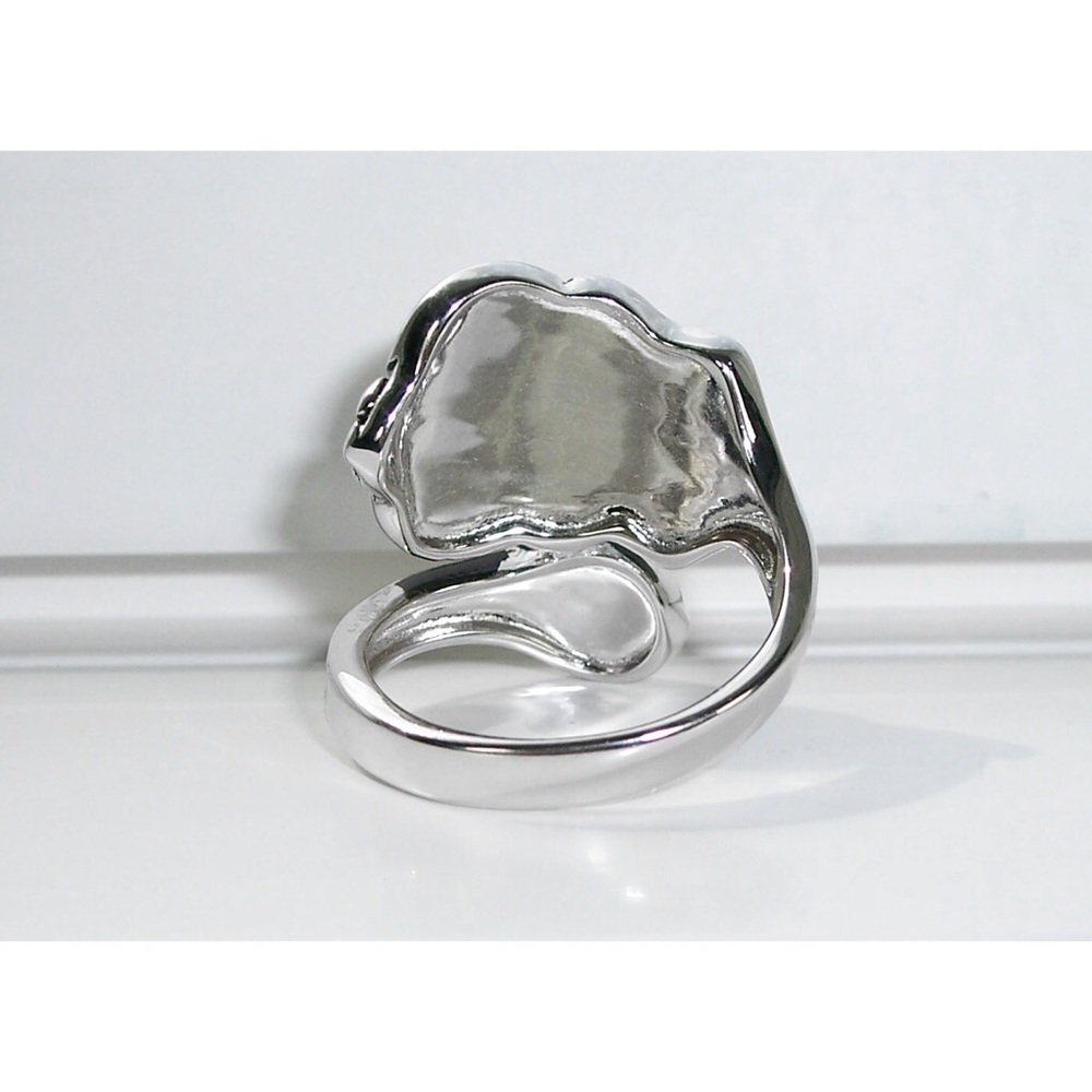 925 STERLING SILVER Vintage Style Flowers Spoon Ring - Picture 8 of 15